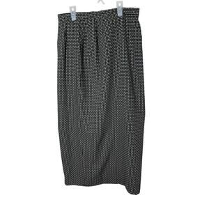 Liz Claiborne Studio Black Gold Houndstooth Pleated Vintage Midi Skirt‎ Size 14